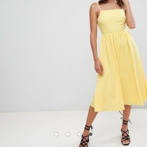 ASOS Warehouse square neck sun dress in yellow